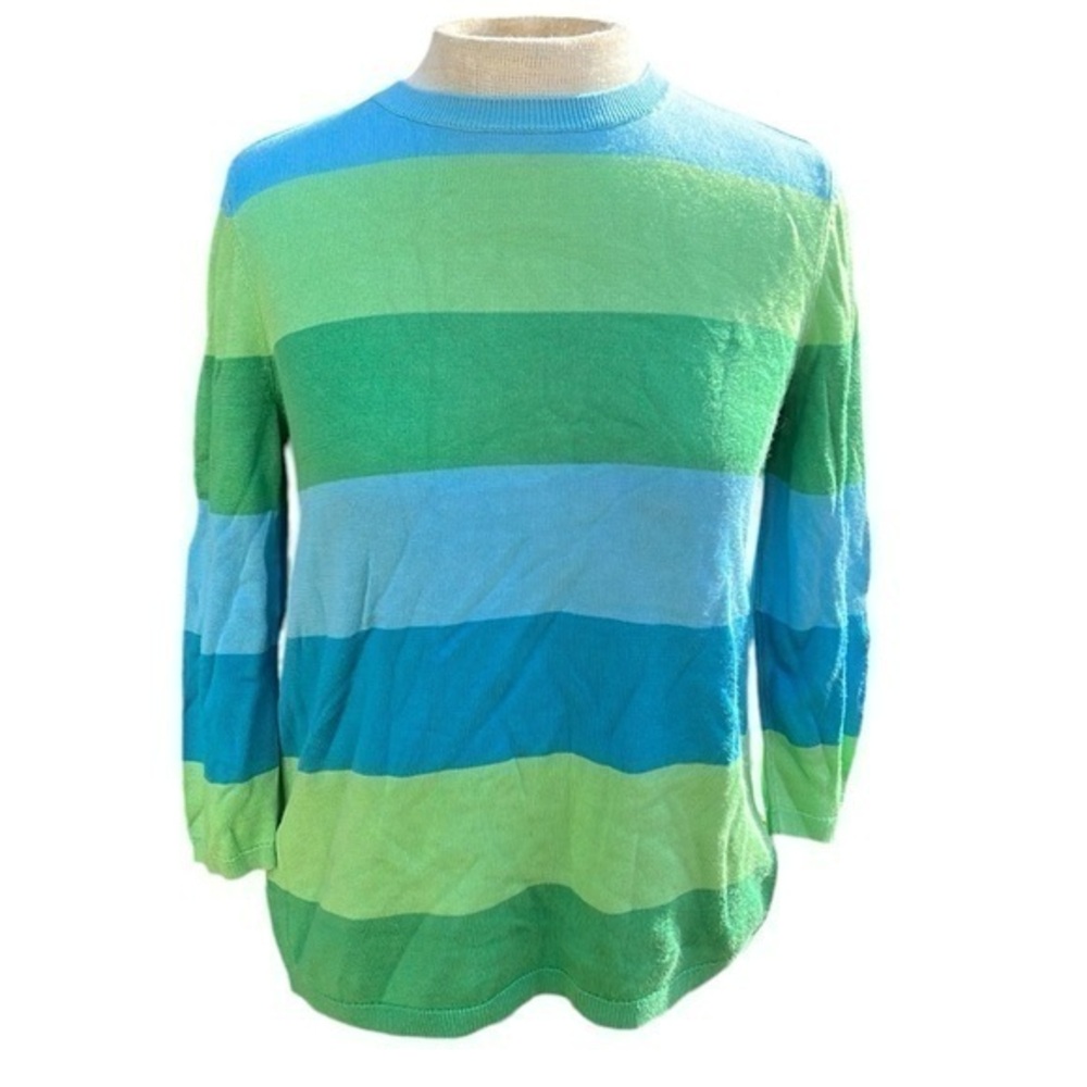 Lauren Ralph Lauren quarter length sleeves, color block, blue/green, size medium